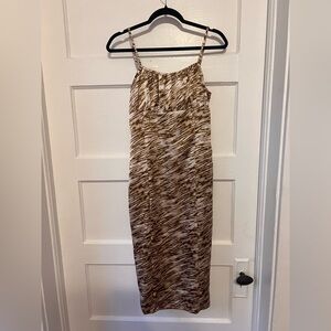 Forever 21 Brown and gold animal print Patterned satin dress size small